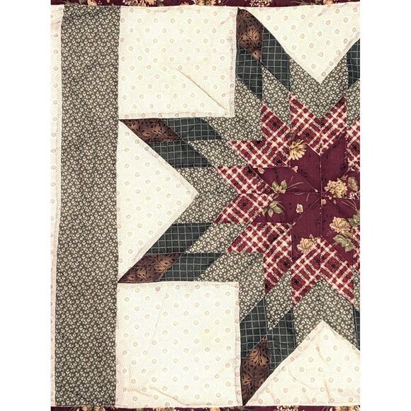 Quilted Star Pillow Bed Sham Floral Large 25 x 41-inch Cotton Polyester - Picture 6 of 7